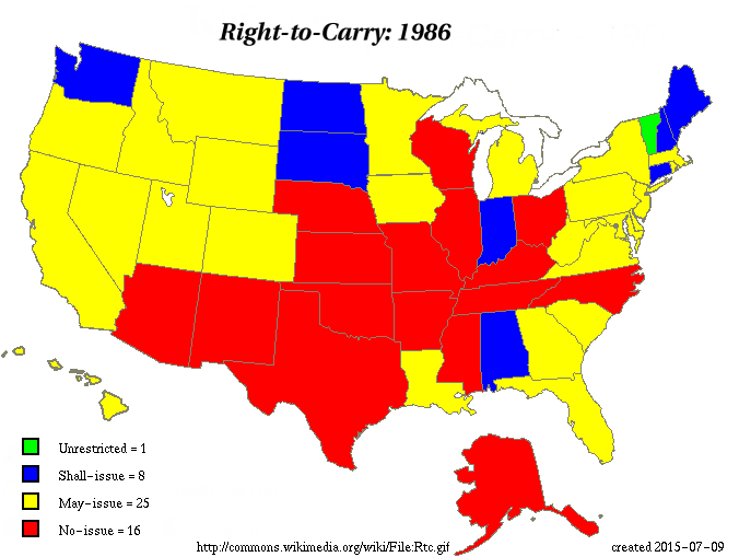 Right to Carry (RTC) progress through 2015.